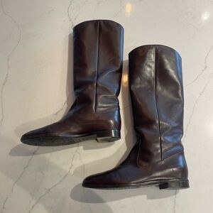 ✨ Sergio Rossi Dark Brown Calf Leather Riding Boots EU 36 US 6.5 EUC